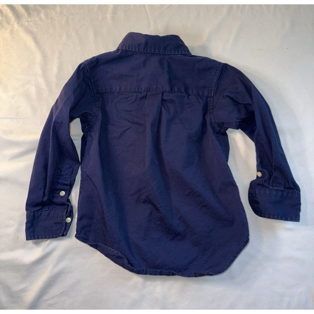 Ralph Lauren Polo Y2K Boys Long Sleeve Blue Shirt, Red Horse, Size 3T, RN41381